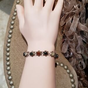 Multi-Color Stone Floral Link Bracelet